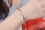 925 Silver Zircon Double Heart Bracelet Bangle Women Wedding Jewelry Gift
