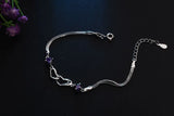 925 Silver Zircon Double Heart Bracelet Bangle Women Wedding Jewelry Gift
