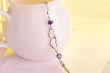 925 Silver Zircon Double Heart Bracelet Bangle Women Wedding Jewelry Gift