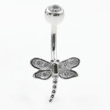 925 Silver Zircon Dragonfly Belly Button Ring