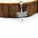 925 Silver Zircon Dragonfly Belly Button Ring