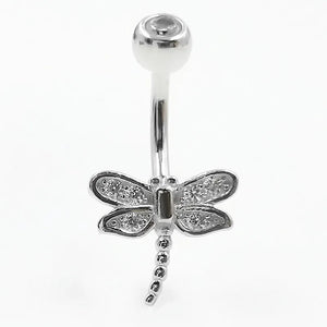 925 Silver Zircon Dragonfly Belly Button Ring