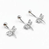 925 Silver Zircon Dragonfly Belly Button Ring