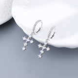 925 Silver Zircon Drop Earrings Cross For Women Ear Jewelry