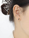 925 Silver Zircon Drop Studs Earrings Wedding Gift Women Fine Jewelry