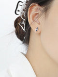 925 Silver Zircon Drop Studs Earrings Wedding Gift Women Fine Jewelry