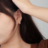 925 Silver Zircon Earrings Huggie Hoop Piercing Trend