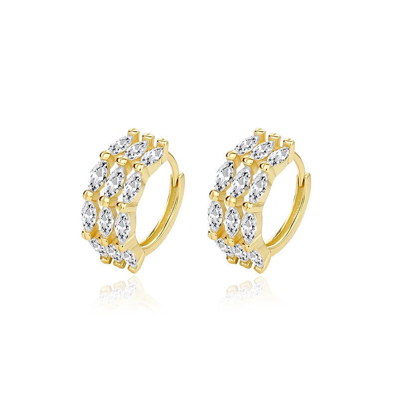925 Silver Zircon Earrings Huggie Hoop Piercing Trend