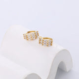 925 Silver Zircon Earrings Huggie Hoop Piercing Trend