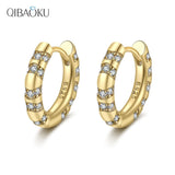 925 Silver Zircon Hoop Earrings Wedding Fine Jewelry