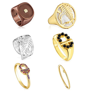 925 Silver Zircon Ring & Punk Style Women's Ring Set