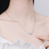 925 Silver Zircon Flower Pendants Necklaces Women Wedding Party