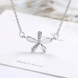 925 Silver Zircon Flower Pendants Necklaces Women Wedding Party