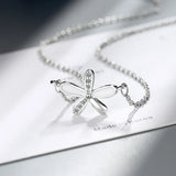 925 Silver Zircon Flower Pendants Necklaces Women Wedding Party