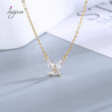 925 Silver Zircon Flowers Pendant Necklace Light Wedding Jewelry