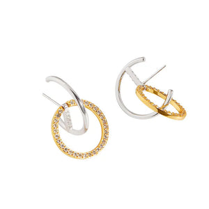 925 Silver Zircon Geometric Earrings Ring Set
