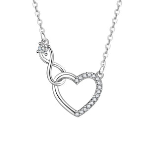 925 Silver Zircon Heart Necklaces For Women