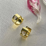 925 Silver Zircon Heart Stud Earrings Minimalist Jewelry