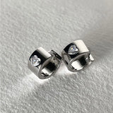 925 Silver Zircon Heart Stud Earrings Minimalist Jewelry
