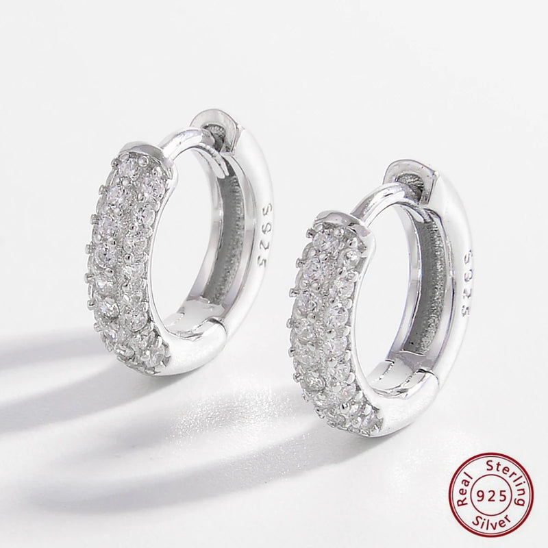 925 Silver Zircon Hoop Earrings for Women Fine Jewelry