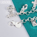 925 Silver Zircon Key Lock Stars Bracelet Wedding Jewelry