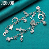 925 Silver Zircon Key Lock Stars Bracelet Wedding Jewelry