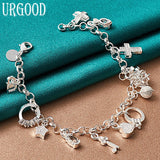 925 Silver Zircon Key Lock Stars Bracelet Wedding Jewelry