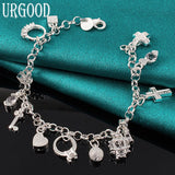 925 Silver Zircon Key Lock Stars Bracelet Wedding Jewelry