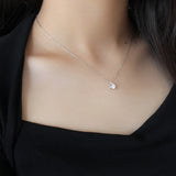 925 Sterling Silver Zircon Fresh Necklace for Women Girl Birthday Party GIft