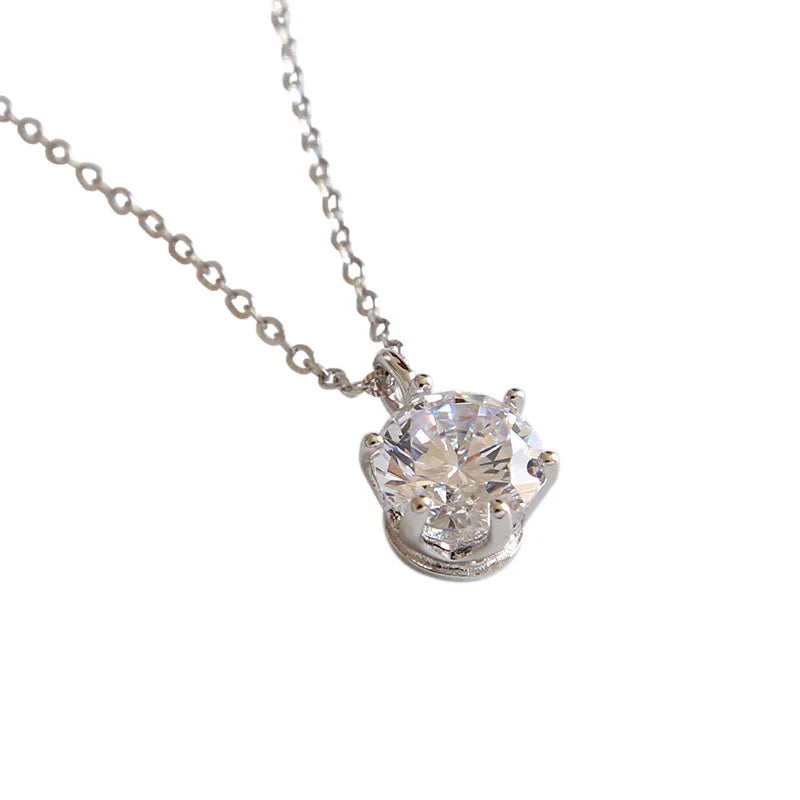 925 Sterling Silver Zircon Fresh Necklace for Women Girl Birthday Party GIft