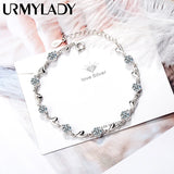 925 Silver Zircon Heart Bracelet for Women Valentines Gift Wedding