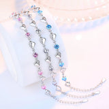 925 Silver Zircon Heart Bracelet Crystals Women Gift