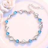 925 Silver Zircon Heart Bracelet Crystals Women Gift