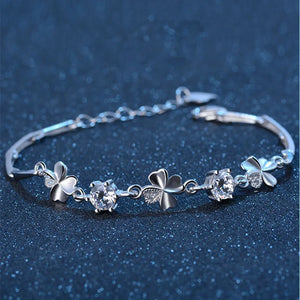 925 Silver Zircon Clover Bracelet for Women - Valentines Gift