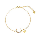 925 Silver Zircon Moon Star Bracelet for Women