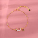 925 Silver Zircon Moon Star Bracelet 14k Plated Women Jewelry