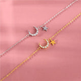 925 Silver Zircon Moon Star Bracelet for Women