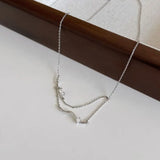 925 Silver Zircon Wave Necklace for Women - Simple Birthday Gift
