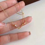 925 Silver Zircon Wave Necklace for Women - Simple Birthday Gift