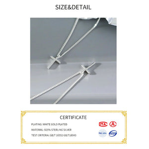 925 Silver Zircon Cross Choker Necklace for Party