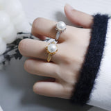 925 Silver Zircon Pearl Flower Ring Circular Jewelry Lover Wedding Gift