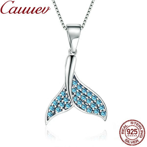 925 Silver Zircon Mermaid Tail Pendant Charm for Necklace