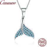 925 Silver Zircon Mermaid Tail Pendant Charm for Necklace