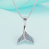 925 Silver Zircon Mermaid Tail Pendant Charm for Necklace