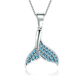 925 Silver Zircon Mermaid Tail Pendant Charm for Necklace