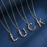 925 Silver Butterfly Zircon Necklace with 26 Letters Pearl