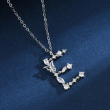 925 Silver Butterfly Zircon Necklace with 26 Letters Pearl