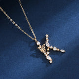 925 Silver Butterfly Zircon Necklace with 26 Letters Pearl