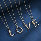 925 Silver Butterfly Zircon Necklace with 26 Letters Pearl