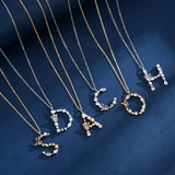 925 Silver Butterfly Zircon Necklace with 26 Letters Pearl